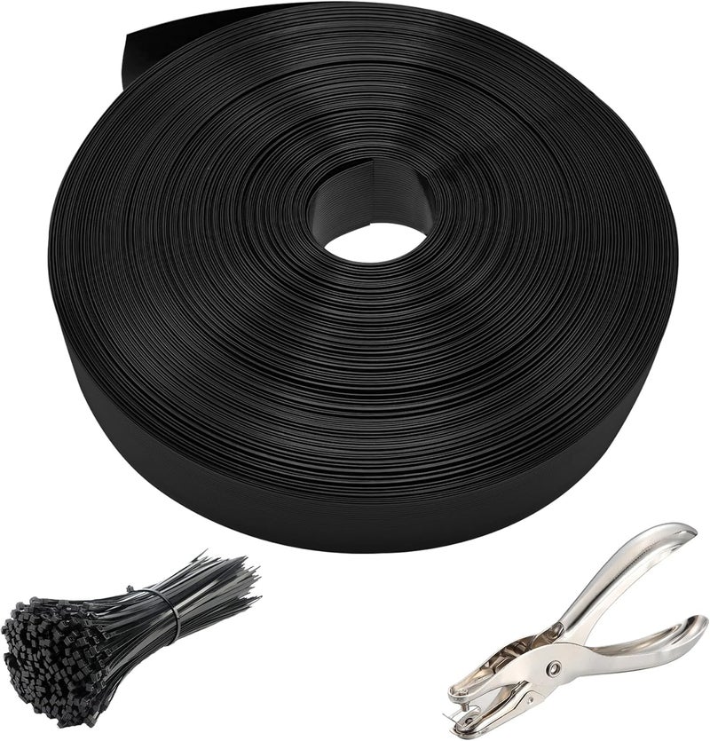 LEIGUNSING Chain Link Fence Privacy Tape, 246ft x 0.15ft Chain Link Fence Slats, Fence Covering Privacy, 200PCS Zip Ties + Puncher Included, Black ﻿ - Image 1